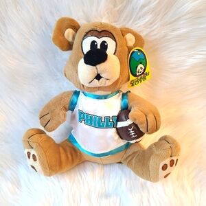 Vtg Philadelphia Philly Football Teddy Bear Plush Wearing Jersey Holding Ball